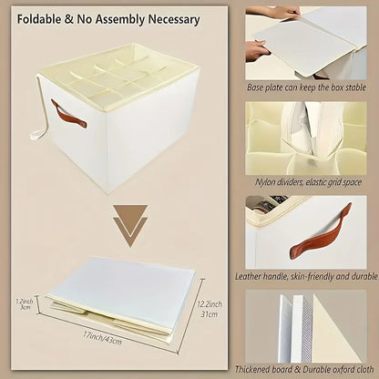 Space-Saving Foldable Oxford Storage Box with Clear Lid, Stackable Shoe Organizer Box Multi-Purpose Solution for Shoes, Clothes