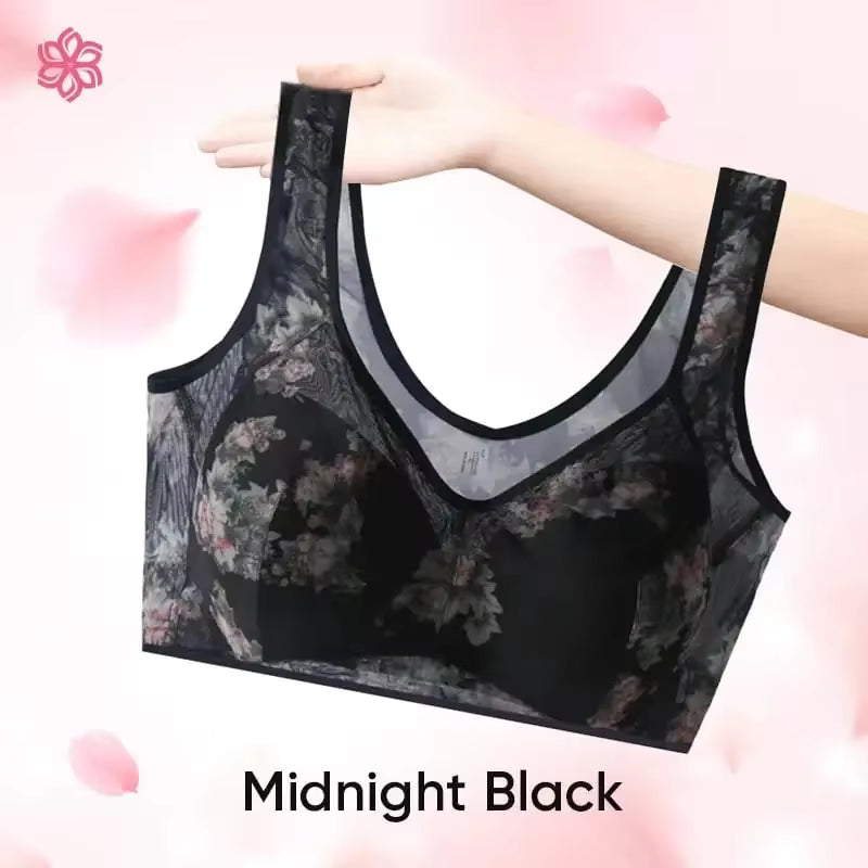 Everday Ice Silk Lace Cooling Comfort Bra Women Push up Seamless Lace Underwear Top Bralette Large Size Brasier No Underwire