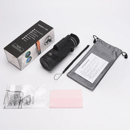 40X60 HD Professional Telescope Compass Monocular Powerful Waterproof Mini Pocket Zoom with Smartphone Hunting Camping