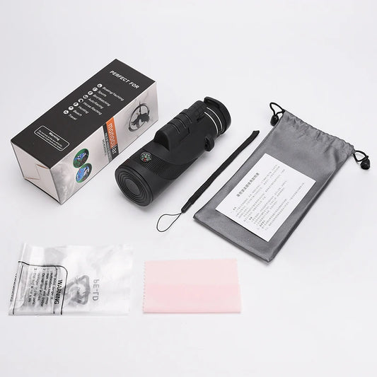 40X60 HD Professional Telescope Compass Monocular Powerful Waterproof Mini Pocket Zoom with Smartphone Hunting Camping